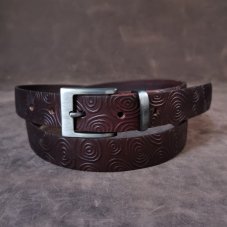 Kožený opasek - Relief hnědý