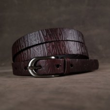 Kožený opasek - Relief hnědý mahagon