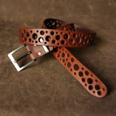 Kožený opasek - Dots   rezavě hnědý