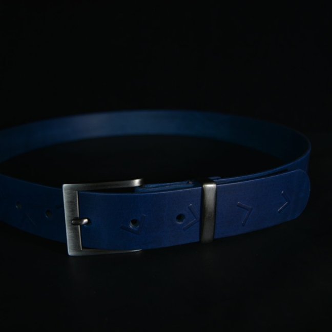 Kožený opasek - Geometry modrý