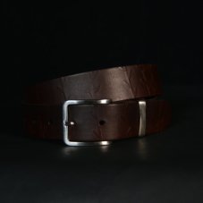Kožený opasek - Relief tmavě hnědý