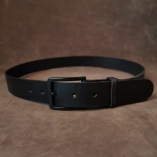 Kožený opasek - Klasik černý s černou přezkou