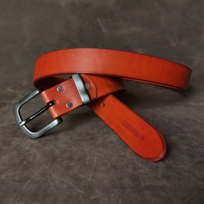 Kožený opasek - Klasik oranžový