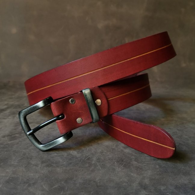 Kožený opasek - Lineal studeně vínový