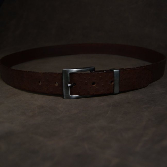 Kožený opasek - Relief hnědý