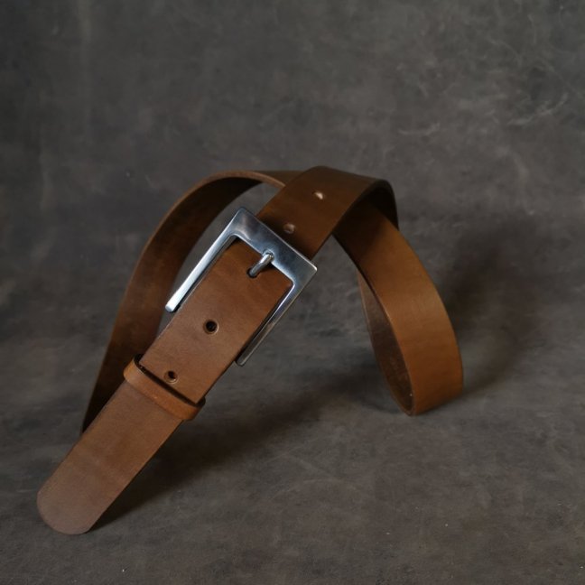 Opasek středně hnědý s nerez přezkou