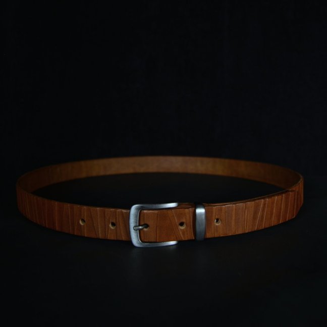 Kožený opasek - Geometry rezavě hnědý