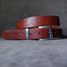 Kožený opasek - Relief  světle hnědý