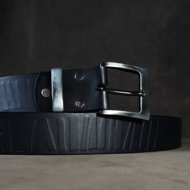 Kožený opasek - Geometry černý