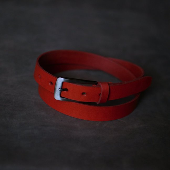 Kožený opasek - Klasik červený